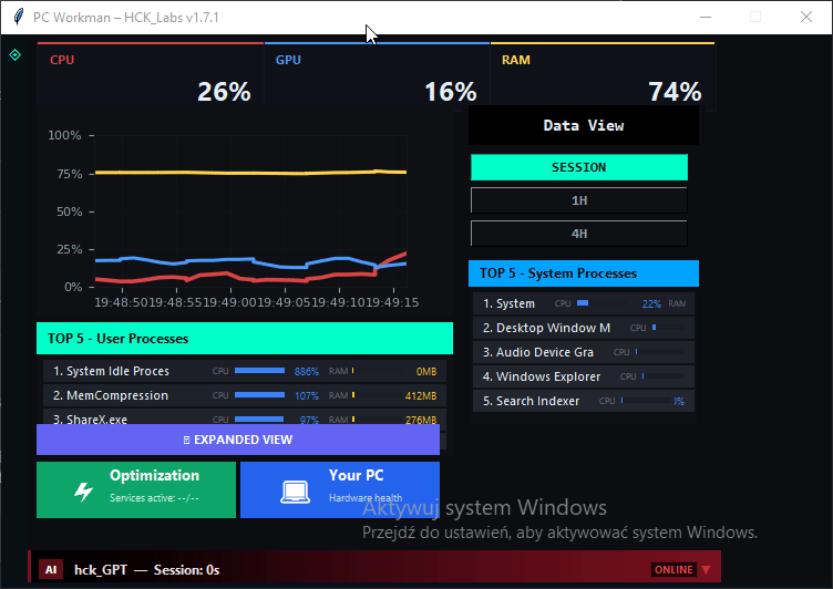PC_Workman Minimalistic View Mode – compact monitor