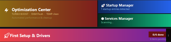 My PC – navigation buttons to all modules